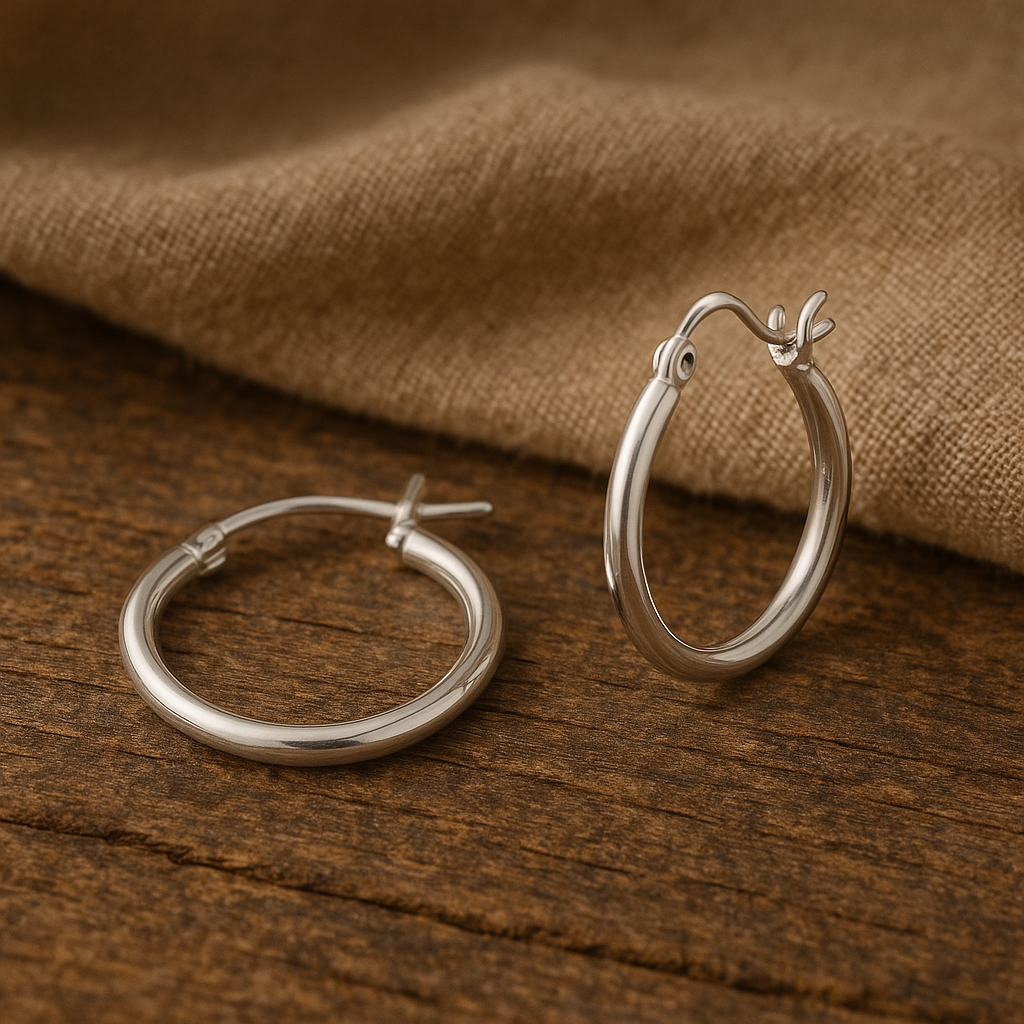 Silver 15mm Hoop Earrings with French Lock