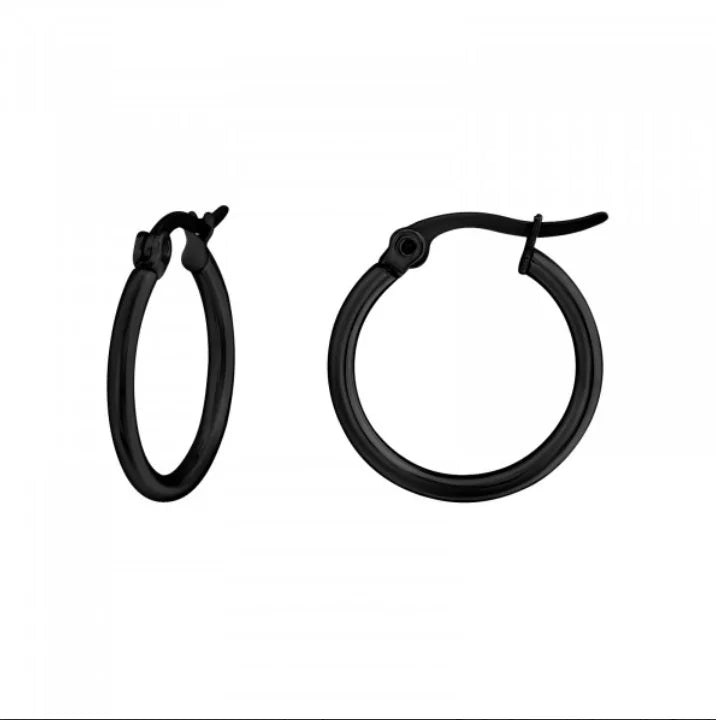 Black Surgical Steel 19mm Hoops