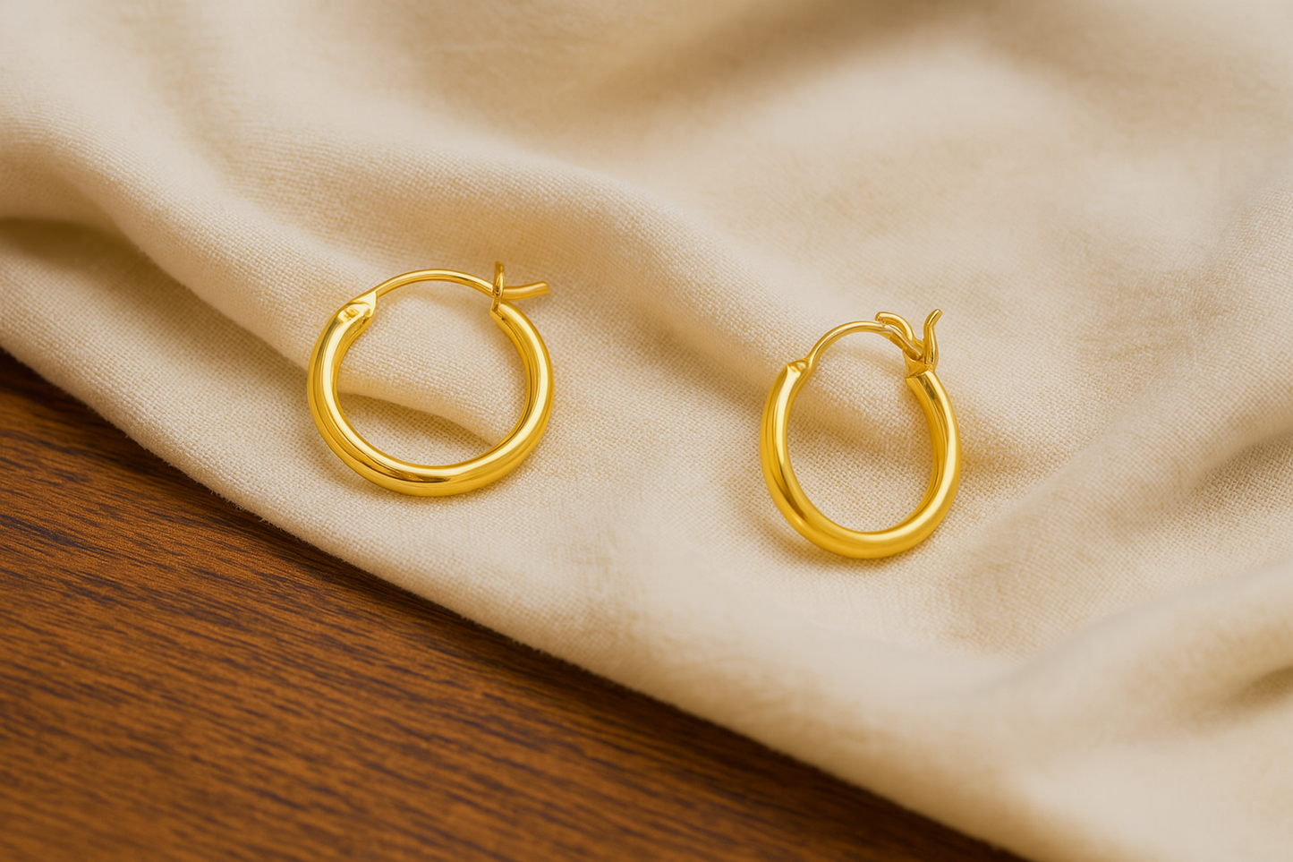 Gold-Plated Silver 15mm Ear Hoops with French Lock