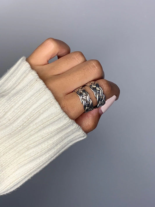 Braided Oxidized Silver Band Ring