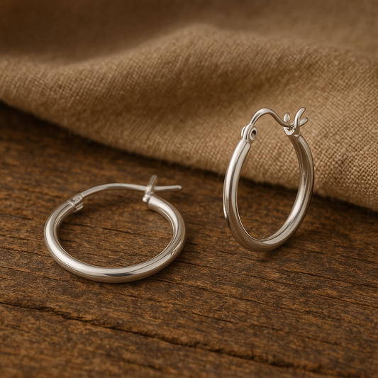 Silver 15mm Hoop Earrings with French Lock