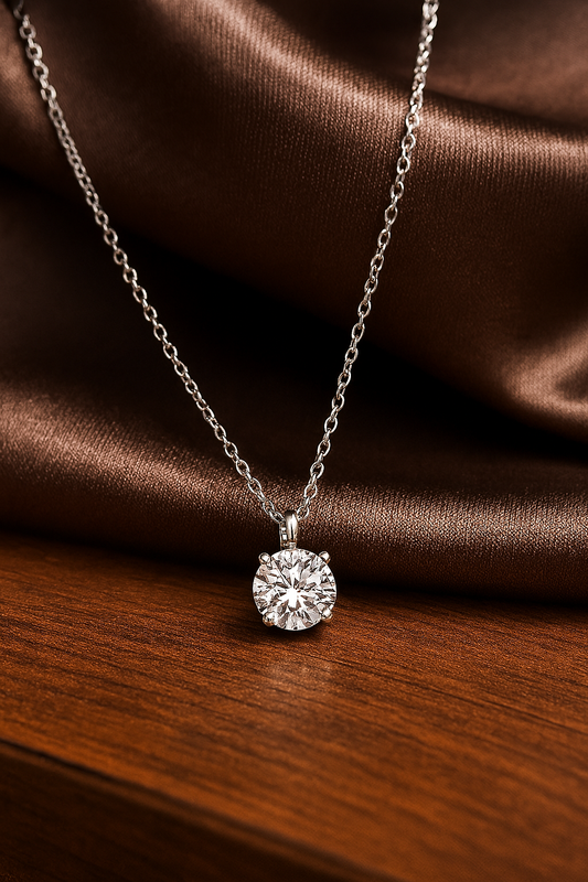 Silver Solitaire Necklace