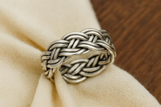 Braided Oxidized Silver Band Ring