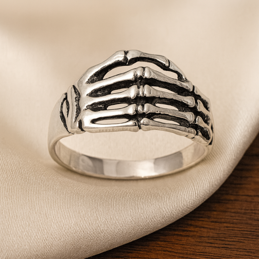 Silver Skeleton Hand Ring
