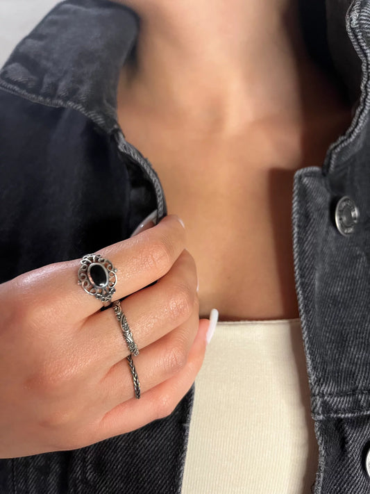 Silver Oxidized Band Ring