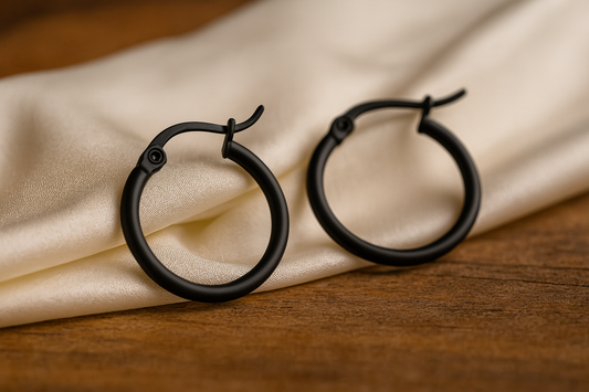 Black Surgical Steel 19mm Hoops