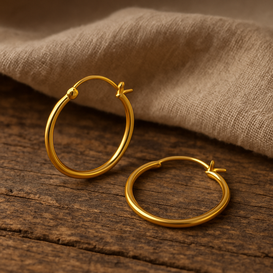 Gold-Plated Silver 18mm ear hoops with french lock