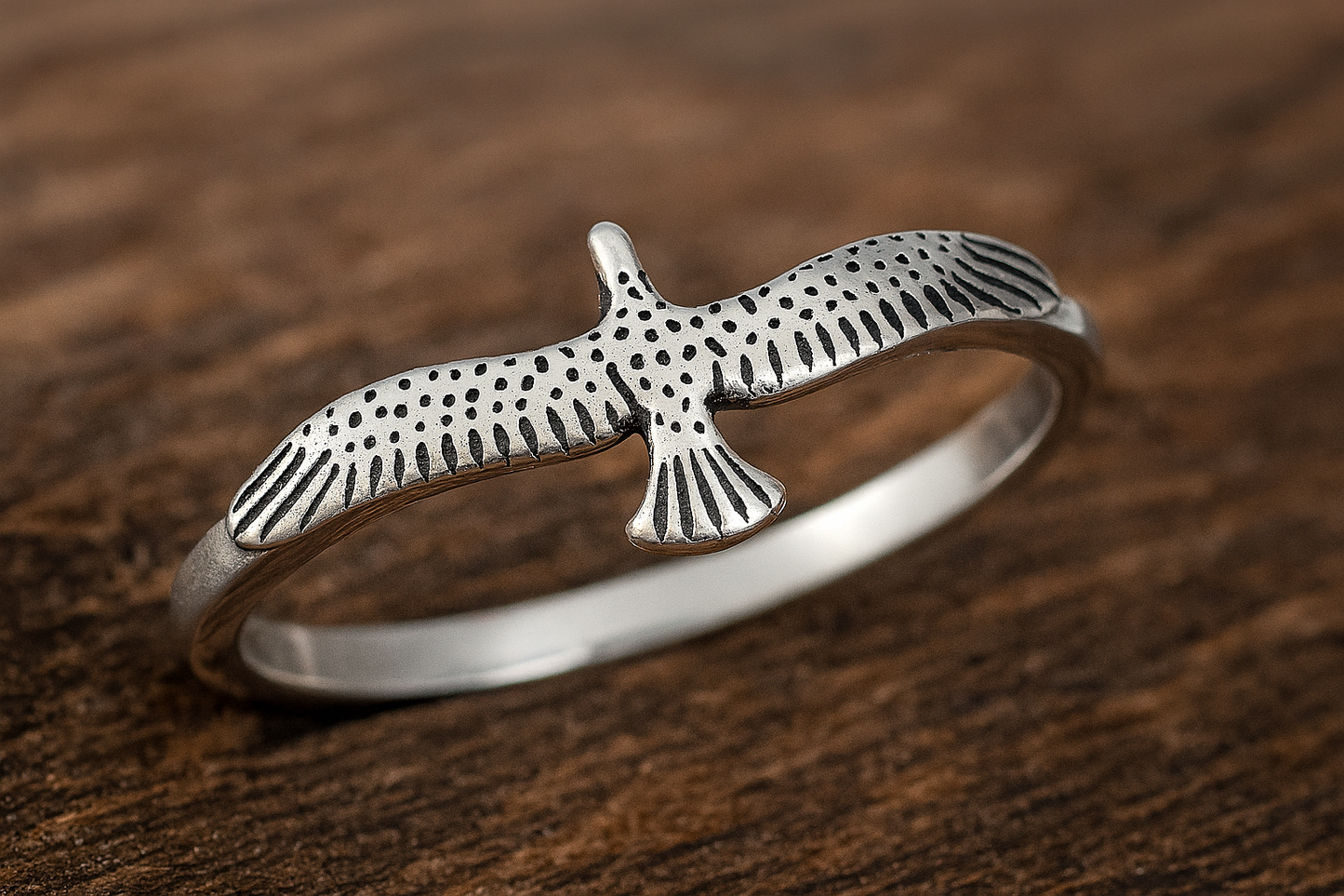 Silver Oxidized Bird Ring