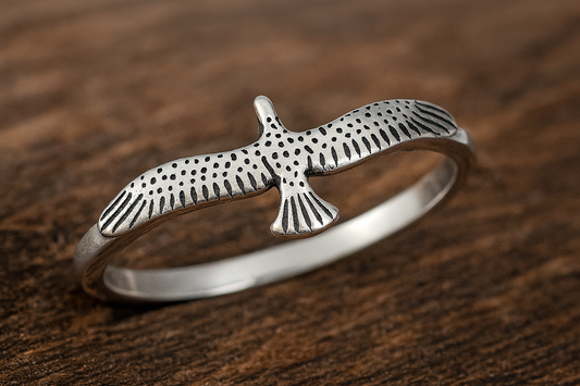 Silver Oxidized Bird Ring